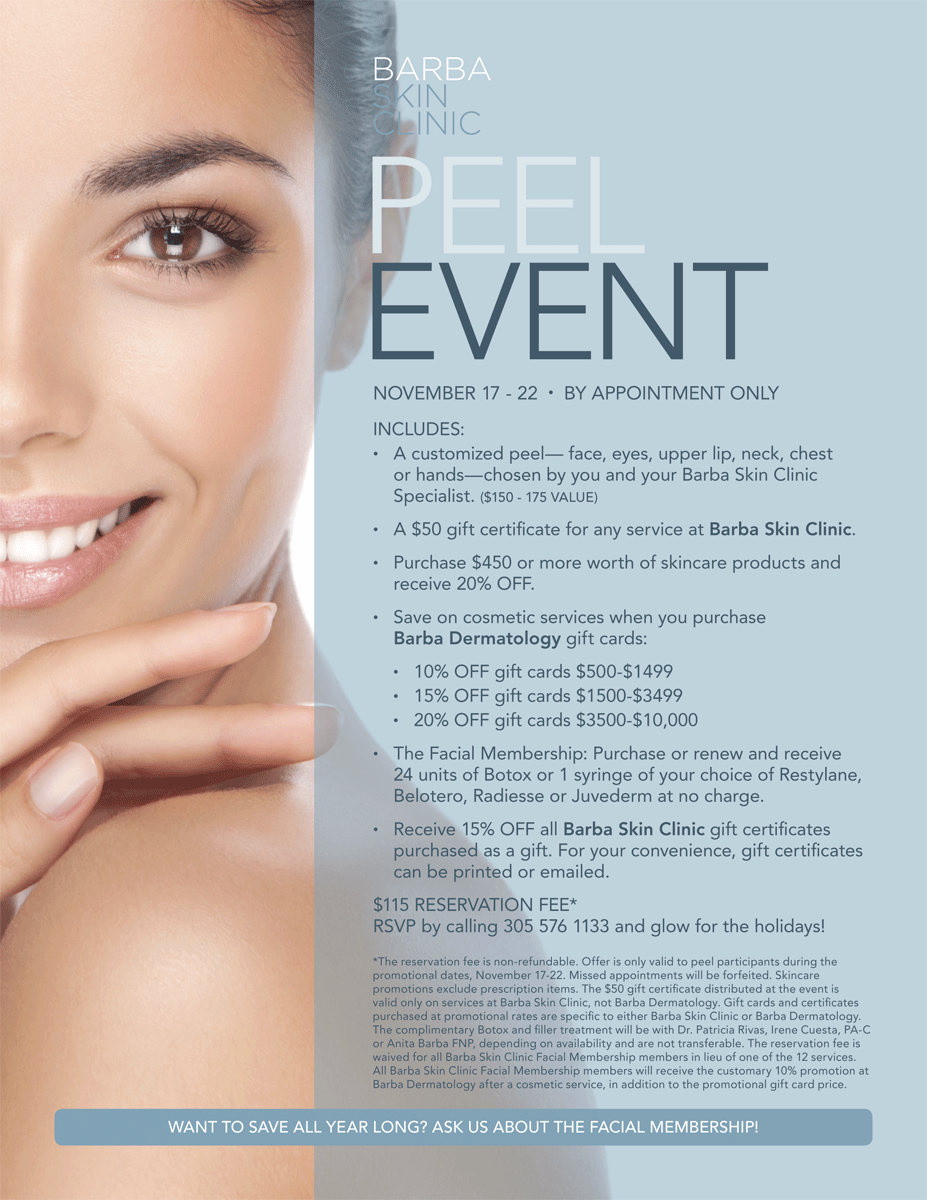 peel event barba dermatology dermatology flyer